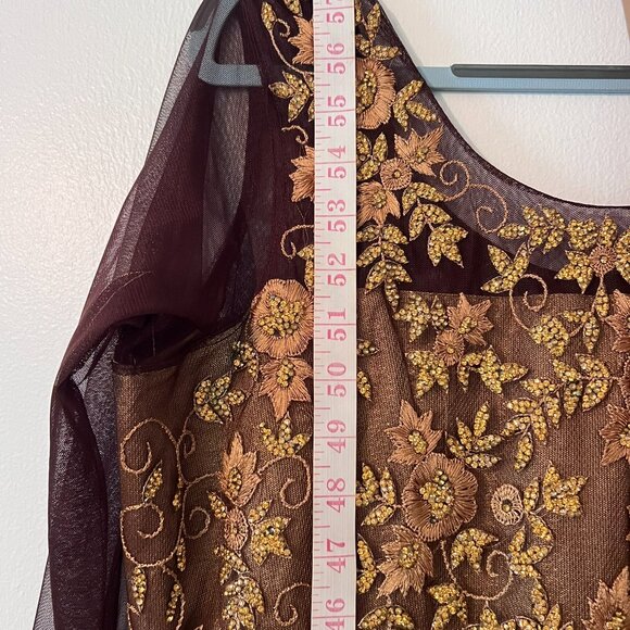 Indian Anarkali long dress black and beige gown Size XL - Picture 9 of 14